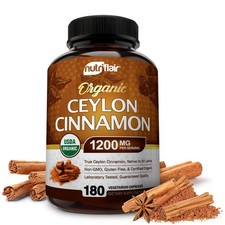 Organic Ceylon Cinnamon (100% Certified Organic Ceylon Cinnamon) 1200mg per S...