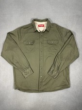 Wrangler Men s Large Olive Green Button Up Shirt Long Sleeve Cotton