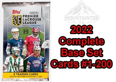 2022 Topps Premier Lacrosse League PLL COMPLETE Base Card Set #1-200