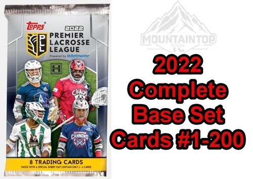 2022 Topps Premier Lacrosse League PLL COMPLETE Base Card Set #1-200