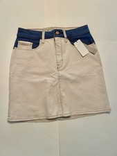 NWT Calvin Klein Women s Ivory/Blue Mini Denim Jean Skirt Size 28