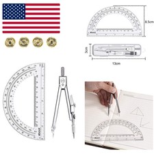Lightweight Compass and 6-Inch Protractor - Portable Geometry Set for Accuracy