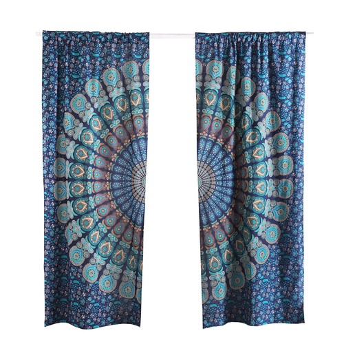Indian Hippie Bohemian Beautiful Peacock Mandala Door Window Curtain Panels T... - Picture 2 of 7