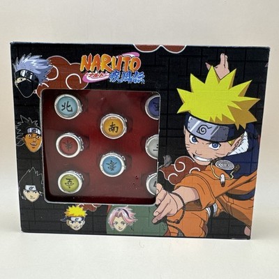 NARUTO Ring Set 10 pcs Adjustable Anime Cosplay Vintage 2003 No Chain