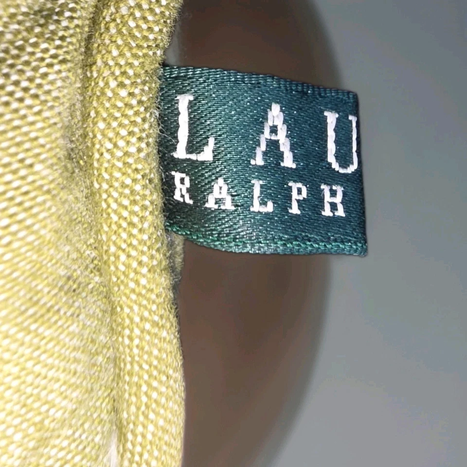 Lauren Ralph Lauren LRL Monogram Pillow Green Hvy Cotton ~ Feather Insert 19×19 - Image 3 of 4