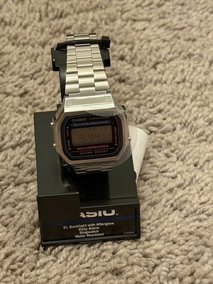 Casio A168WA-1WT Classic Digital Watch Silver Stainless Steel Illuminator NEW