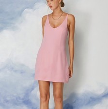 Cider Blush Pink V-Neck Juniors Women's Backless Mini Dress