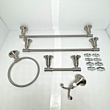 5 Piece Brushed Chrome Towel Holder Set Wall Mounted Bathroom Accessories  