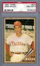1962 Topps #374 PSA 8 Gene Mauch Phillies 374 Sharp!