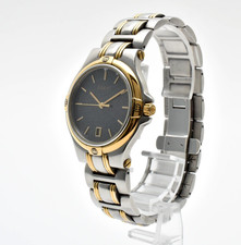 Vintage [N MINT] GUCCI 9040M Gold Black Dial Two Tone 36mm Qz Men's Watch JAPAN