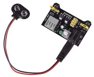 Breadboard Power Supply, 6.5 to 12V Input, 5V + 3.3V Out, with Battery Clip