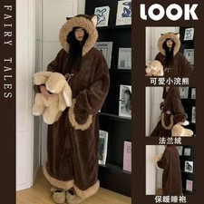 2025 Girl Winter Cartoon Robe Sweet Cute Pajamas Coral Fleece Thicken Nightwear