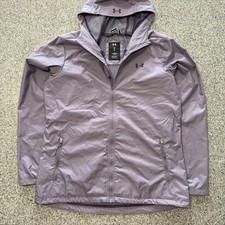 Chaqueta de lluvia Under Armour UA Storm frontal para mujer L púrpura a prueba de viento impermeable