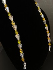 Handmade Eyeglass Chain: Crystal Glass Beads, Yellow, Clear, Dazzling