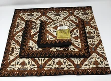 Indonesian Batik Napkins Placemats Runner Wax Processed Black Brown NOS 13 Pc.