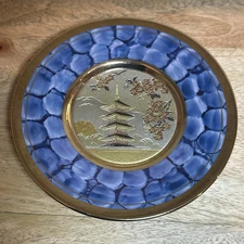The Art of Chokin Porcelain Collector’s Plate 5.875" Japanese 24kt Gold Copper