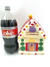 LARGE MCE SAUSALITO CHRISTMAS GINGERBREAD PEPPERMINT STICK COOKIE JAR 11.5 X 7.5