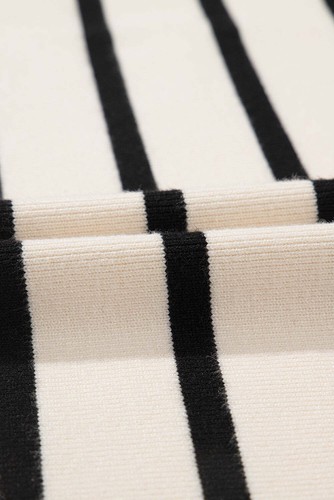 Striped Button Up Round Neck Cardigan - Picture 7 of 8