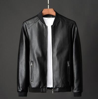 New Spring/ Fall Men's Faux Leather Jacket Casual PU Trench Coat