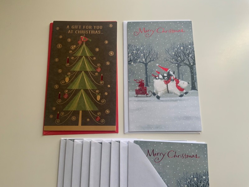 Set of 11 Holiday Greetings Cards with Inserts for gifts + 11 Envelopes