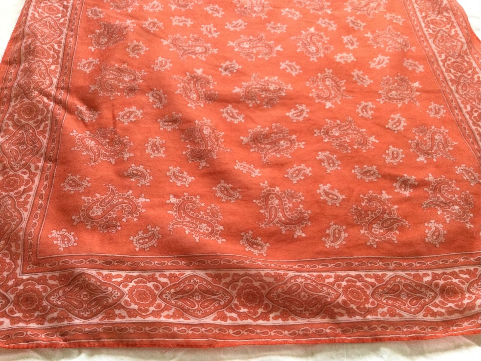 Bandana Handkerchief Red Paisley Sheer Scarf - image 5
