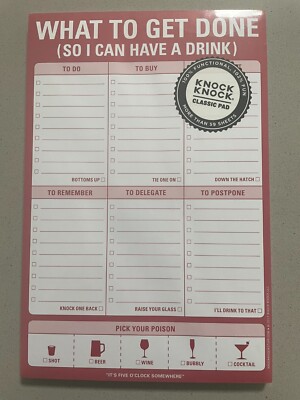 Knock Knock Classic Pad What to Get Done (So I Can Have a Drink) SEALED Notepad