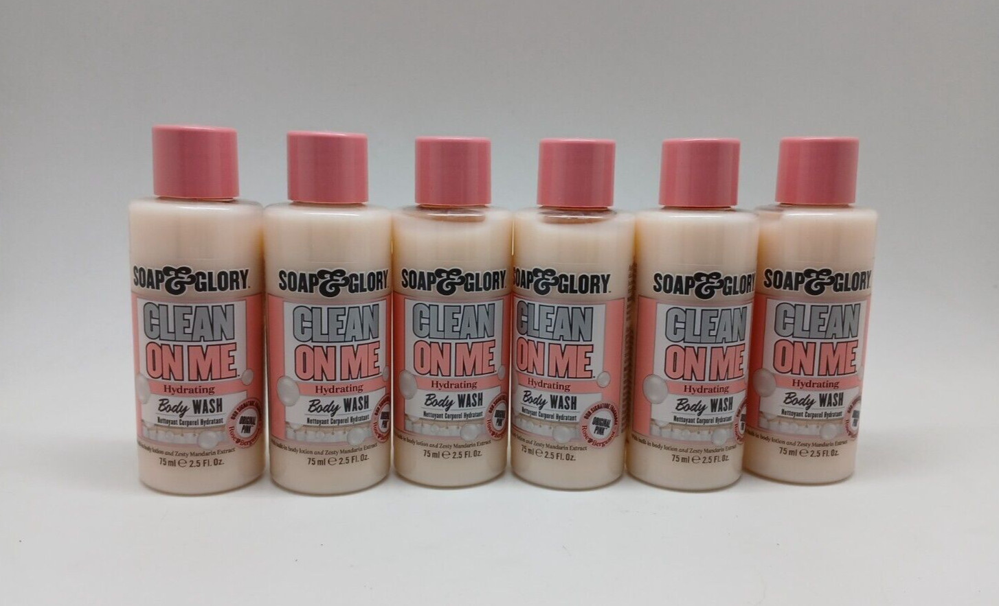 Soap & Glory Clean On Me Body Wash 2.5 oz Each (6-Pack) - Original Pink Scent