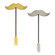 PinMart's Mustache Lapel Stick Pin - Antique Gold or Silver
