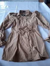 Pretty Little Thing Ladies Dress Sand Lace up Front. Long S. Shirt Style. 14