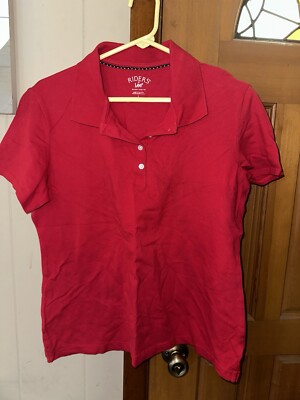 Riders By Lee Polo Shirt Woman Size Large Red Short Sleeve