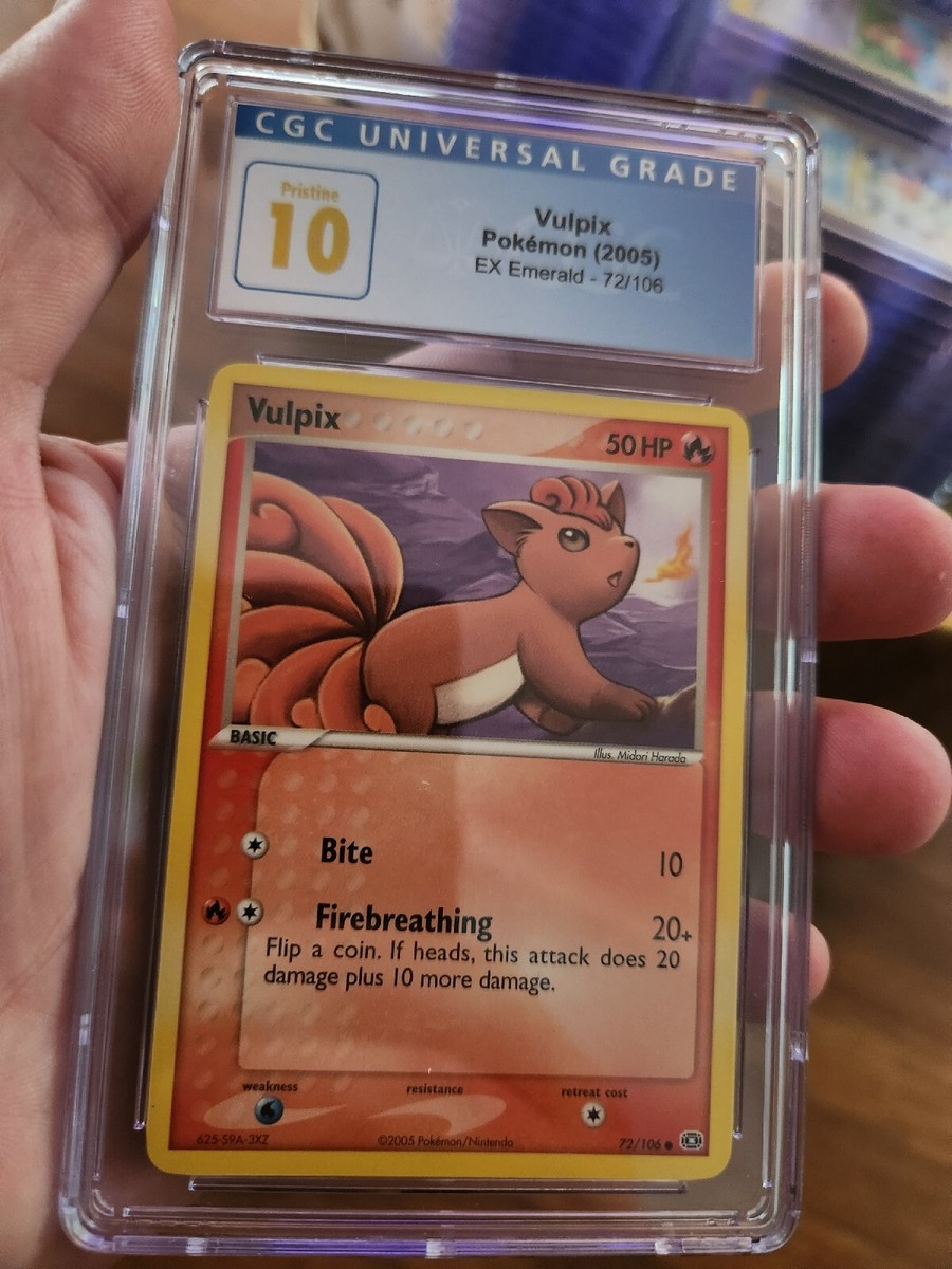 POP 6) CGC 10 PRISTINE Pokemon Vulpix 72/106 EX Emerald 2005 Card