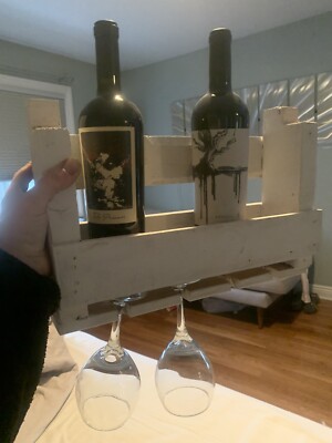 Wine Rack Hanging Bar Bottle And Glass Holder Artisan Made