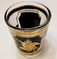 Anheuser Busch Beer Clear Shot Glass Culver Gold Print Eagle Heavy