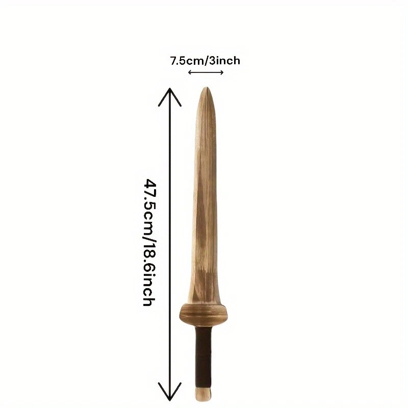  木制假装剑带黄麻包装手柄 | 2 包 | 18.8 英寸轻质 — 第 3/4 张图片