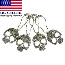ZILucky Set of 12 Sugar Skull Shower Curtain Hooks Decorative Bathroom - Silver