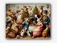 Celebrating Christmas humorous & surreal twist anthropomorphized Art #3 Reprint
