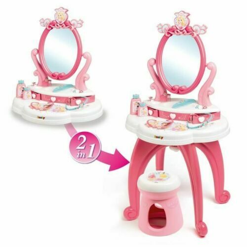 COSTWAY Coiffeuse avec Chaise pour Enfants avec Miroir Éclairé
