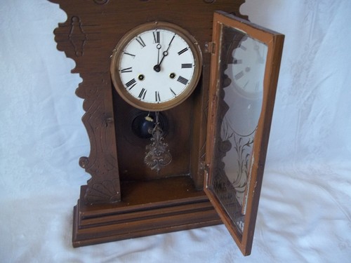 Antike Waterbury Clock Co Mantel / Wanduhr Gibson Modell funktioniert - Bild 2 von 12
