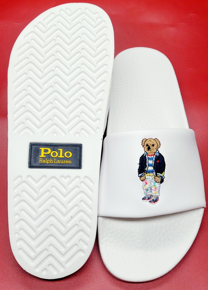 Polo Ralph Lauren Bear Edition White Slides Sz 9 & 11 Mens  display picture 1