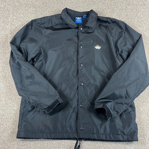 Adidas X Nigo Jacket Mens L Large Black Coach Snap Collared back Tre Foil Print - 第 1/12 張圖片