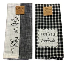 Set of 2 FARMHOUSE Happiness Homemade, Bless Home Tea Towels by Kay Dee Designs