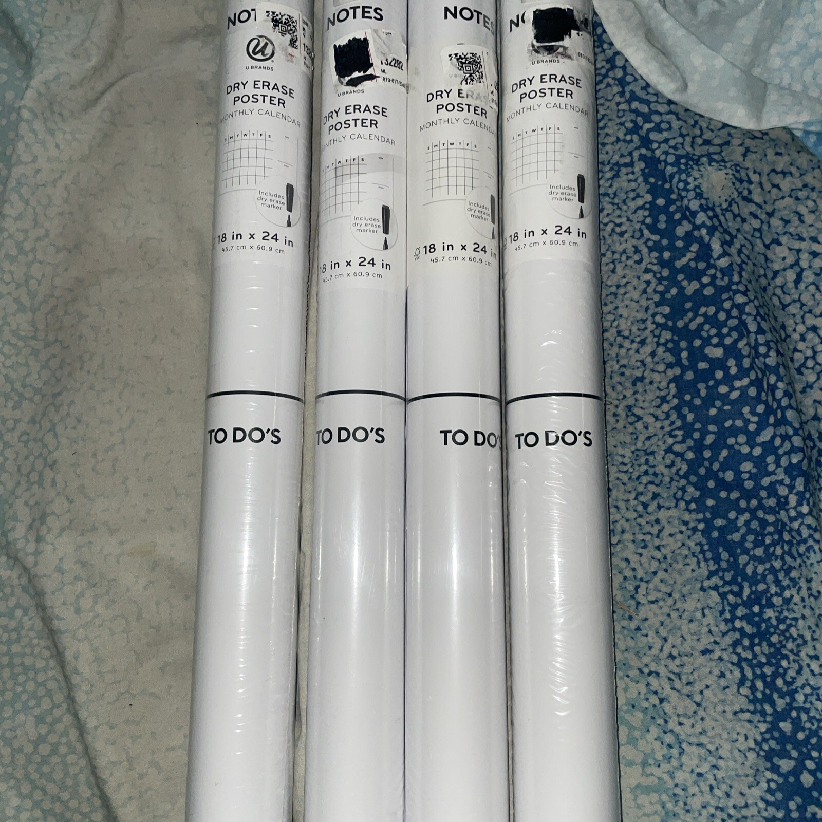 U Brands Dry Erase Poster Month Calendar 18 in x 24 in w/Dry Erase Marker 4 Pack