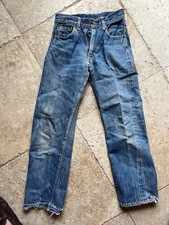 vintage 50s Levis 501 Big E Selvedge Blue Jeans 24x25 Hidden Rivets