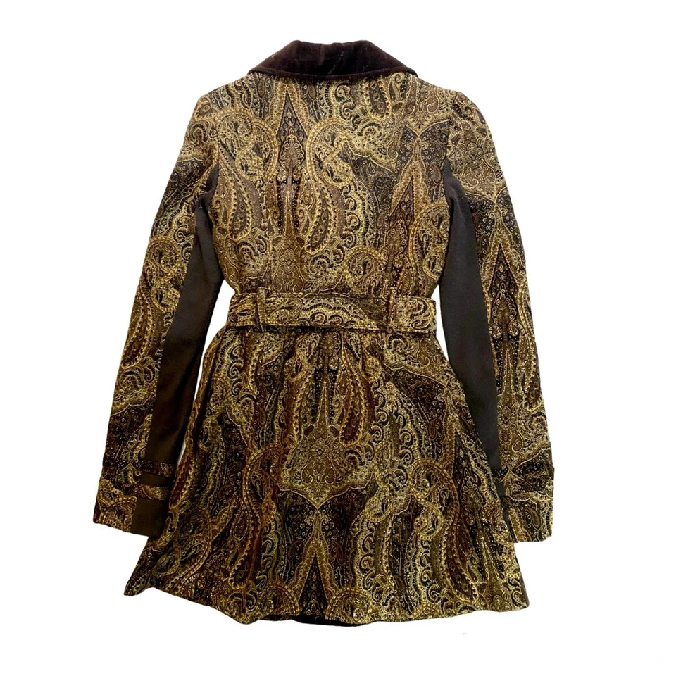 🌻Abrigo de coche vintage Free People brocado cachemira marrón y dorado abrigo de guisante usado en excelente estado🌻 Foto 4 de 4