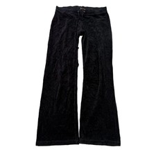 Vintage Juicy Couture Women's Black Velour Flared Track Pant Loungewear Size S