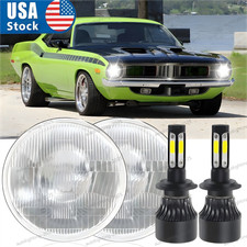 2pcs Fit Plymouth Barracuda Cuda Duster 340 7 Led Headlights Hilo Beam
