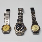 Lot of 3 Vintage Watches for Parts or Repair - Gucci Fossil Blue Seiko + Bands