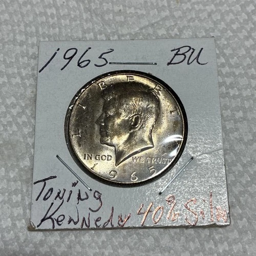 1965 Kennedy 40% Silver BU Half Dollar-61 YRS' OLD TONING RECEIVE THIS!