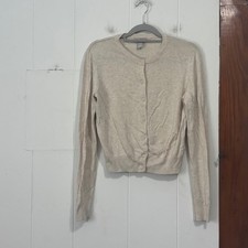 HM Womens Small Cream Oatmeal Cropped Button ...
