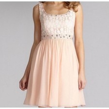 Antonio Melani Cocktail Dress Beaded Lace 0 Peach Coquette Wedding Guest Party